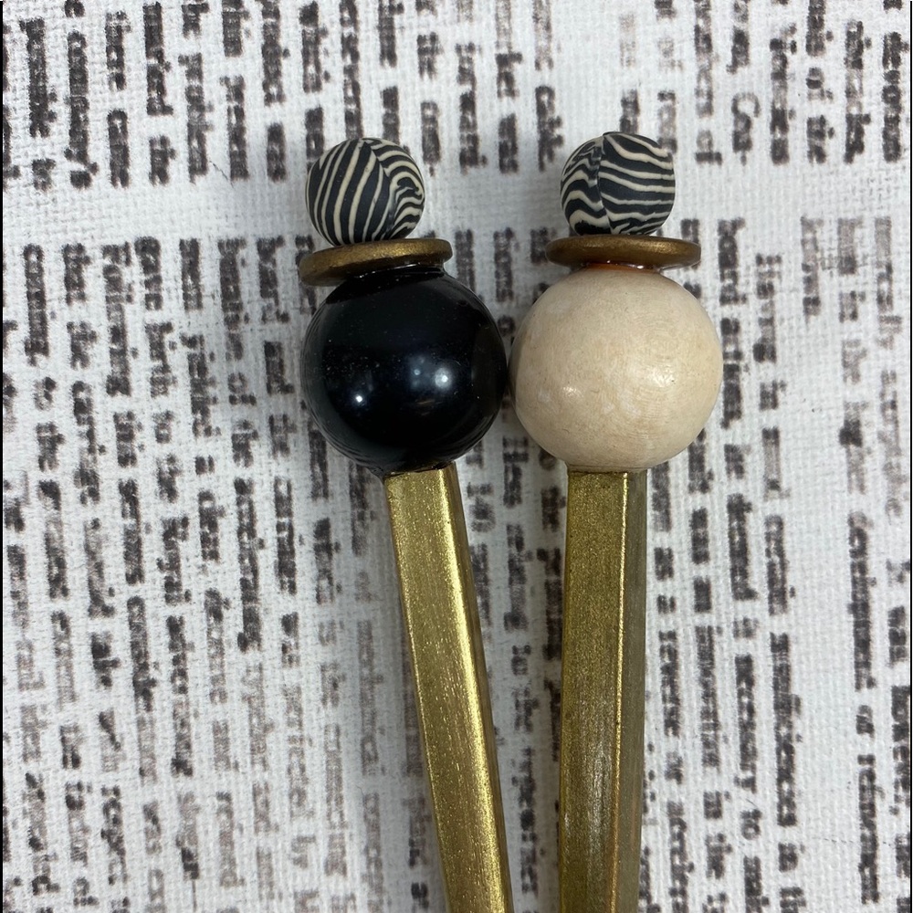 Hairsticks Hair Sticks Black Cream Zebra